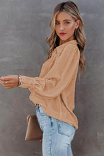 Load image into Gallery viewer, Khaki Solid Button-up Loose Long Sleeve Shirt
