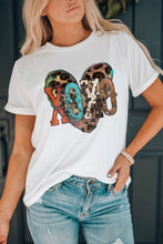 Load image into Gallery viewer, XOXO Heart Shaped Print Crew Neck Graphic Tee
