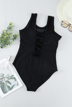 Load image into Gallery viewer, Strappy Hollow-out Back Mesh One-piece Swimwear
