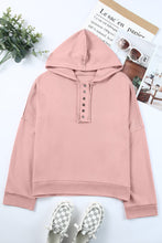 Load image into Gallery viewer, Casual Button Solid Patchwork Trim Hoodie
