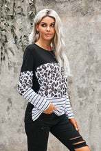 Load image into Gallery viewer, Striped Patchwork Long Sleeve Top with Pocket
