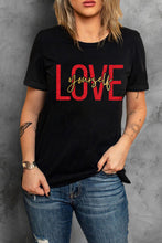 Load image into Gallery viewer, LOVE Yourself Glitter Pattern Print Short Sleeve T Shirt

