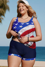Load image into Gallery viewer, Multicolor Multicolor American Flag Print Tankini Plus Size Swimwear
