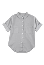 Load image into Gallery viewer, Turn-down Collar Short Sleeve Denim Shirt
