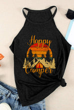 Load image into Gallery viewer, Happy Camper Pattern Printed Color Block Slim Fit Tank Top
