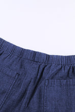 Load image into Gallery viewer, Dark Blue Casual Pocketed Frayed Denim Shorts
