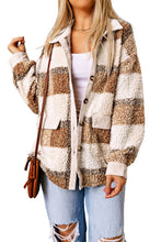 Load image into Gallery viewer, Plaid Pocketed Teddy Jacket
