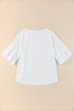 Load image into Gallery viewer, Joint Bubble Sleeve Round Neck Blouse
