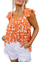 Load image into Gallery viewer, Floral Print Square Neck Ruffle Tank Top
