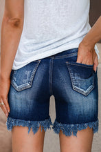 Load image into Gallery viewer, High Waist Distressed Skinny Fit Denim Shorts
