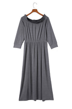 Load image into Gallery viewer, Shirred Off Shoulder Maxi Dress with Split
