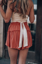 Load image into Gallery viewer, Solid Belted Frill Trim Casual Shorts
