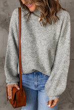 Load image into Gallery viewer, High Neck Drop Shoulder Plain Sweater
