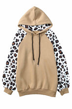 Load image into Gallery viewer, Khaki Leopard Bishop Sleeve Hooded Sweatshirt
