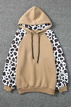 Load image into Gallery viewer, Khaki Leopard Bishop Sleeve Hooded Sweatshirt
