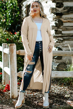 Load image into Gallery viewer, Beige Plus Size Ribbed Long Open Front Cardigan

