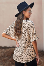 Load image into Gallery viewer, Animal Print V-neck Rolled Sleeve Tunic Top
