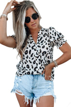 Load image into Gallery viewer, Leopard Notch Neck Bubble Sleeve Blouse
