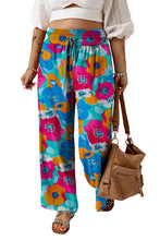 Load image into Gallery viewer, Multicolor Plus Size Abstract Floral Print Wide Leg Pants
