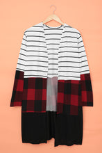 Load image into Gallery viewer, Plaid Colorblock Striped Cardigan
