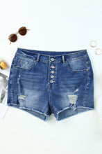 Load image into Gallery viewer, Quintuplicate Button Fly High Rise Plus Denim Shorts
