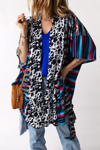 Load image into Gallery viewer, Multicolor Cow Serape Aztec Print Kimono Cardigan

