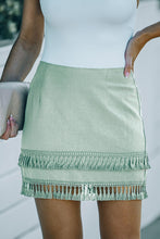Load image into Gallery viewer, Tiered Tassel Zip-up High Waist Mini Skirt
