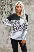 Load image into Gallery viewer, Striped Patchwork Long Sleeve Top with Pocket
