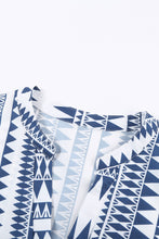 Load image into Gallery viewer, Geometric Print V neck Flare Half Sleeve Ruffle Swing Mini Dress
