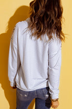 Load image into Gallery viewer, Splicing Zipper Collar Striped Sweatshirt
