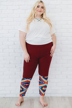 Load image into Gallery viewer, Red Red Aztec Splicing High Waist Plus Size Pants
