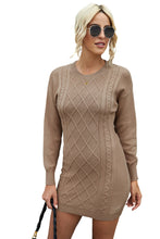 Load image into Gallery viewer, Aprciot Geometric Texture Bodycon Sweater Dress

