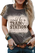 Load image into Gallery viewer, TRAIN STATION Leopard Bleached Print Graphic T Shirt
