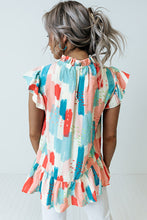 Load image into Gallery viewer, Color Block Ruffled Mock Neck Ruffled Top
