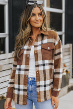 Load image into Gallery viewer, Pocketed Buttoned Plaid Shirt Jacket
