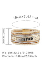 Load image into Gallery viewer, BLESSED Rhinestone Leather Layered Bracelet
