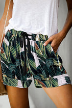 Load image into Gallery viewer, Leaves Print Drawstring Casual Elastic Waist Pocketed Shorts
