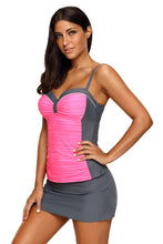 Load image into Gallery viewer, Rosy Grey Ruched Tankini and Skirted Swimsuit
