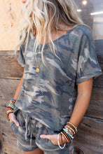 Load image into Gallery viewer, Classic Camo Print Slouchy Loungewear Shorts Set
