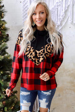 Load image into Gallery viewer, Chevron Plaid Leopard Patchwork Turtleneck Sweatshirt
