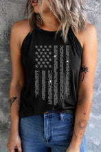 Load image into Gallery viewer, Shiny American Flag Printed O Neck Graphic Tank Top
