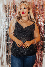 Load image into Gallery viewer, Plus Size Drape Neck Sequin Tank Top
