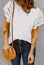 Load image into Gallery viewer, Hollow Out Ruffle Sleeve T-shirt
