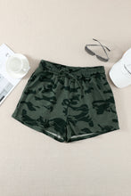 Load image into Gallery viewer, Army Green Camo Print Raw Hem Casual Shorts
