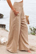 Load image into Gallery viewer, Khaki Smocked Wide Waistband High Waist Wide Leg Pants
