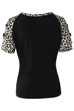 Load image into Gallery viewer, Leopard Color Block Cut Out Short Sleeve Top
