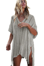 Load image into Gallery viewer, Crochet Knitted Tassel Tie Kimono Beachwear
