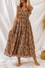 Load image into Gallery viewer, Ruffled Straps Smocked Floral Maxi Dress
