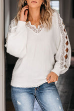 Load image into Gallery viewer, Lace Splicing V Neck Pullover Sweater
