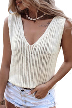 Load image into Gallery viewer, Hollowed Knit V Neck Tank Top
